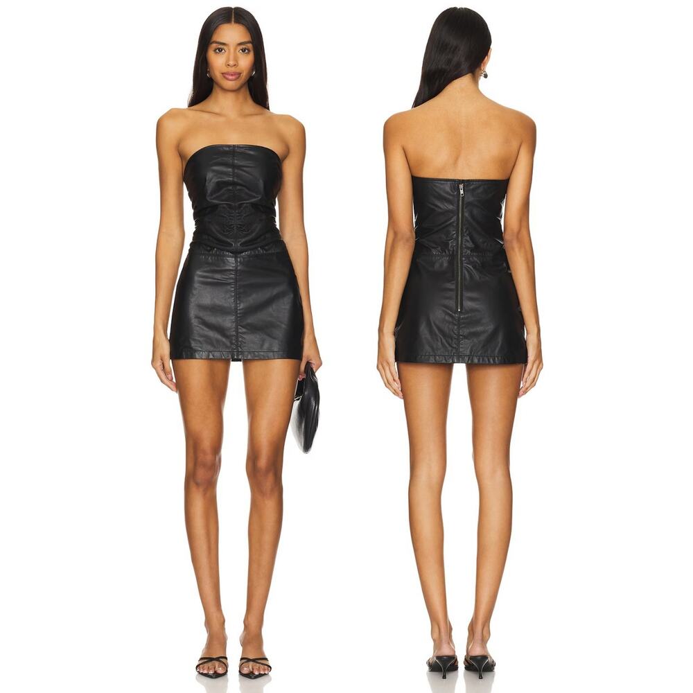 One Teaspoon Sheep Leather Mini Tube Dress Strapless Party Cocktail Formal XL